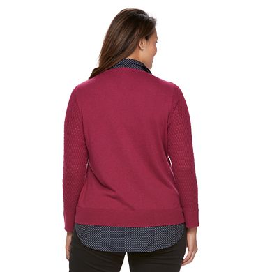 Plus Size Croft & Barrow® Mock-Layer V-Neck Sweater