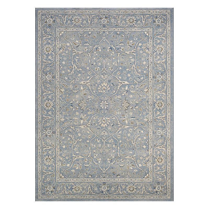 Couristan Sultan Treasures Floral Yazd Framed Floral Rug, Grey Blue, 8X11 Ft