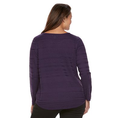 Plus Size Croft & Barrow® Striped Textured Sweater