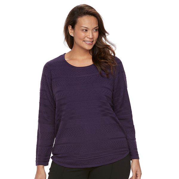 Plus Size Croft & Barrow® Striped Textured Sweater