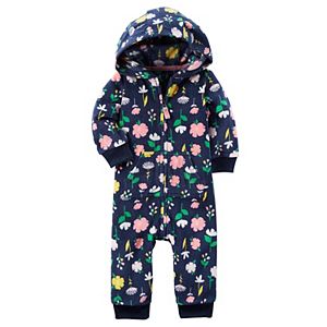 Baby Girl Carter's Floral Hooded Microfleece Coverall