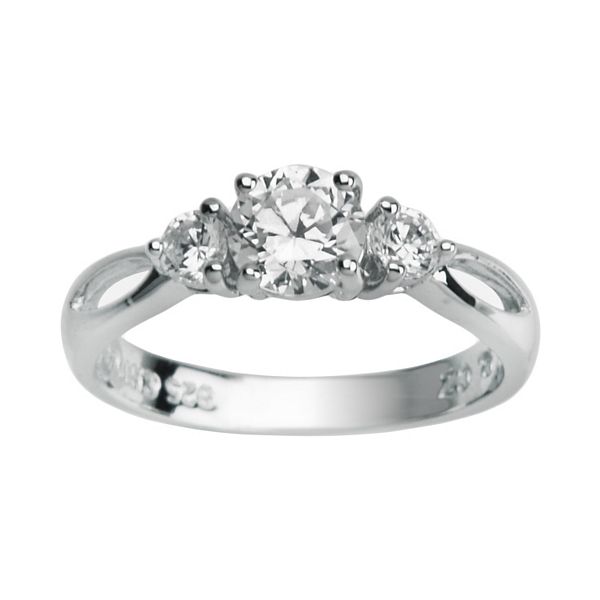 Sterling Silver Cubic Zirconia 3-Stone Ring