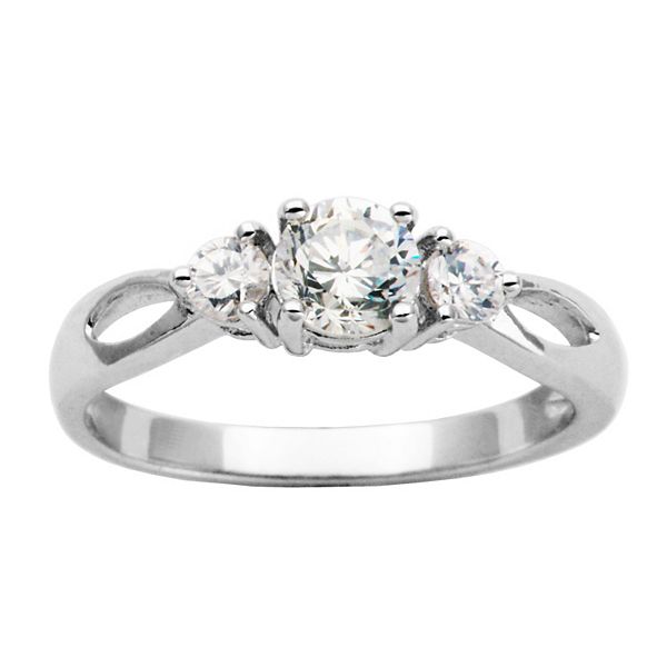 Sterling Silver Cubic Zirconia 3-Stone Ring