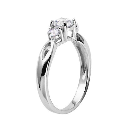 Sterling Silver Cubic Zirconia 3-Stone Ring Sterling Silver Cubic Zirconia 3-Stone Ring