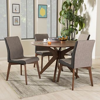 Baxton Studio Kimberly Mid-Century Round Dining Table & Chair 5 pc Set