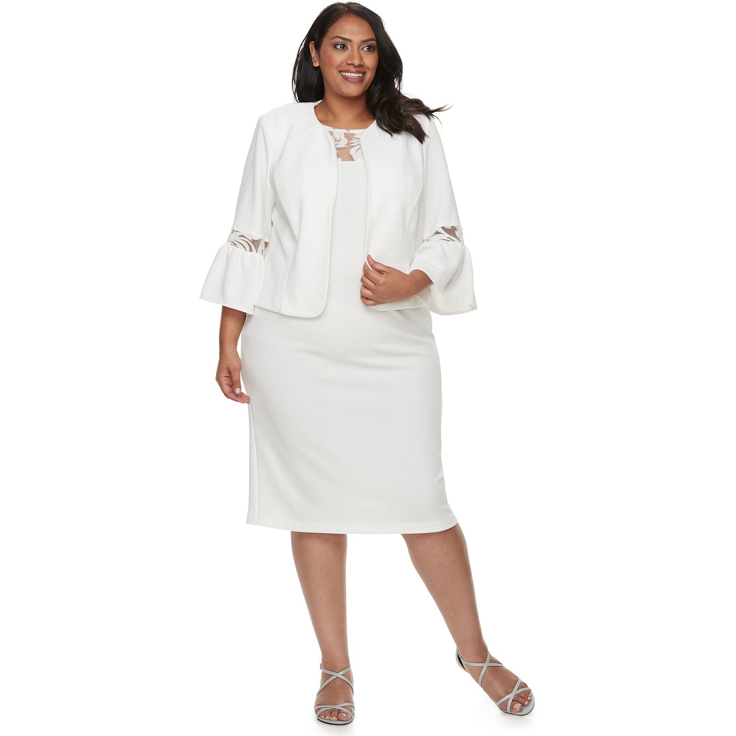 white dress with jacket plus size