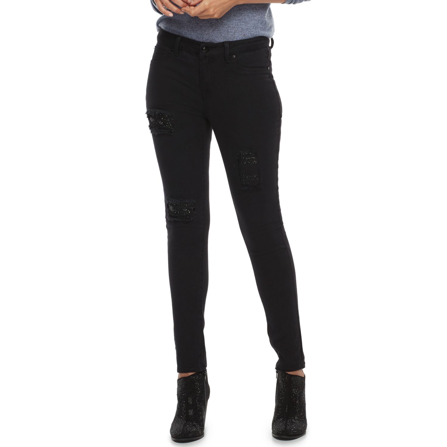 kohls black ripped jeans