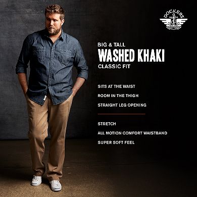 Big & Tall Dockers Classic-Fit Washed Khaki Flat-Front Pants