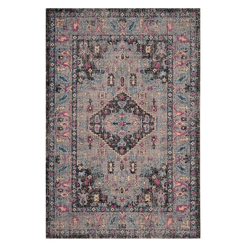 Safavieh Artisan Avery Framed Floral Rug, Grey, 5X7.5 Ft