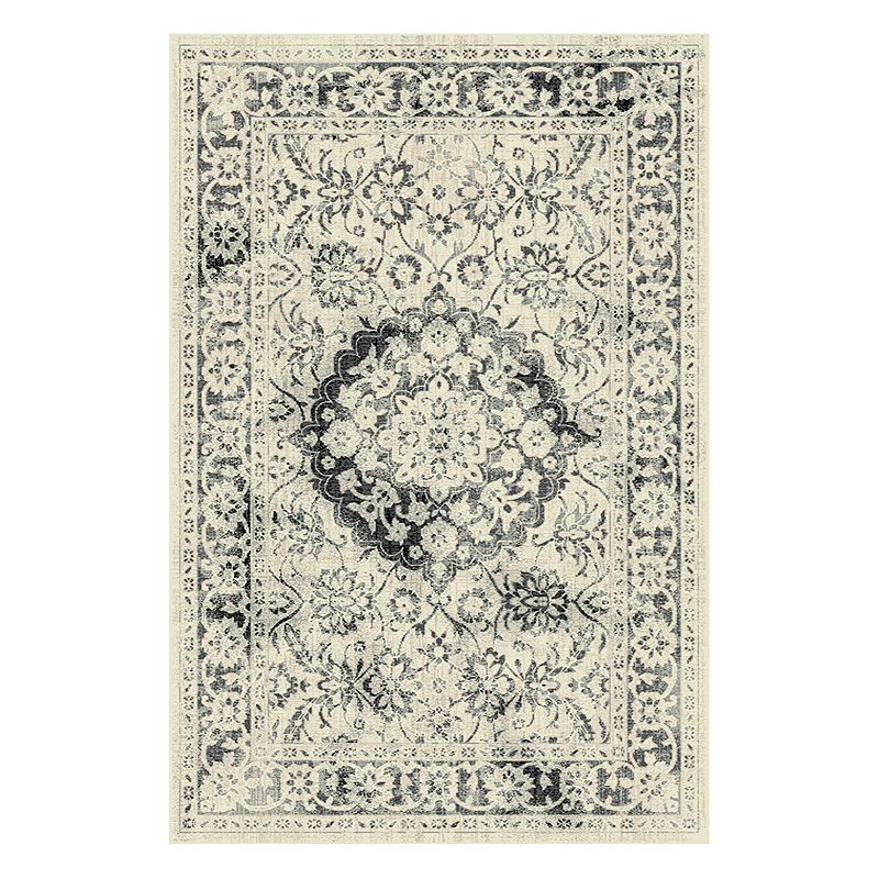 Loomaknoti Milan Maja Framed Floral Rug, Natural, 5X7.5 Ft