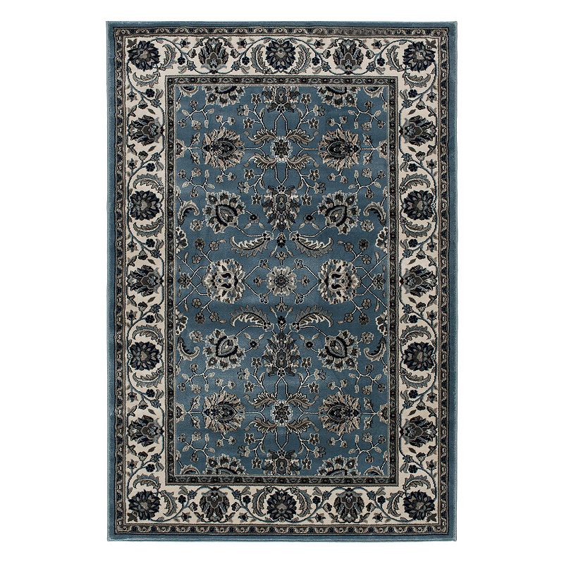 Loomaknoti Milan Orella Framed Floral Rug, Light Grey, 8X10 Ft