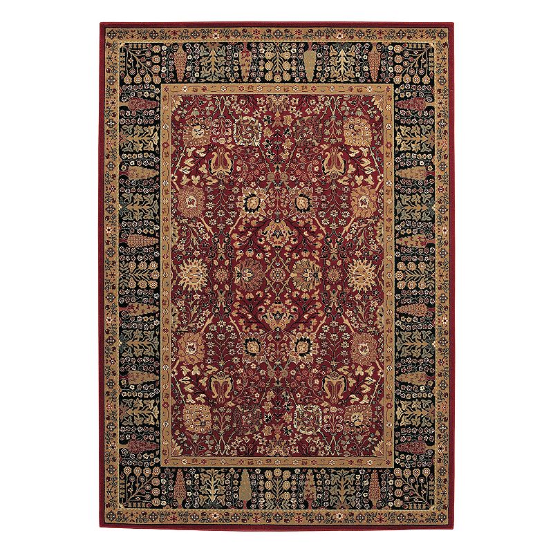 Couristan Royal Kashimar Cypress Garden Framed Floral Wool Rug, Persian Red, 8X11 Ft
