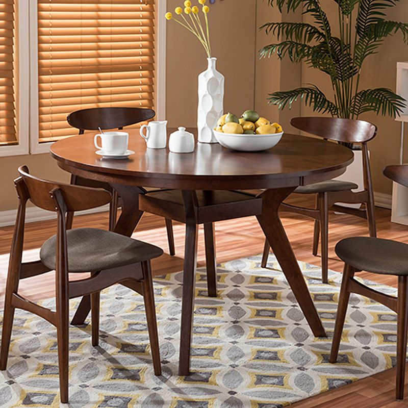 Baxton Studio Flamingo Mid-Century Dining Table & Chair 5-piece Set, Med Br