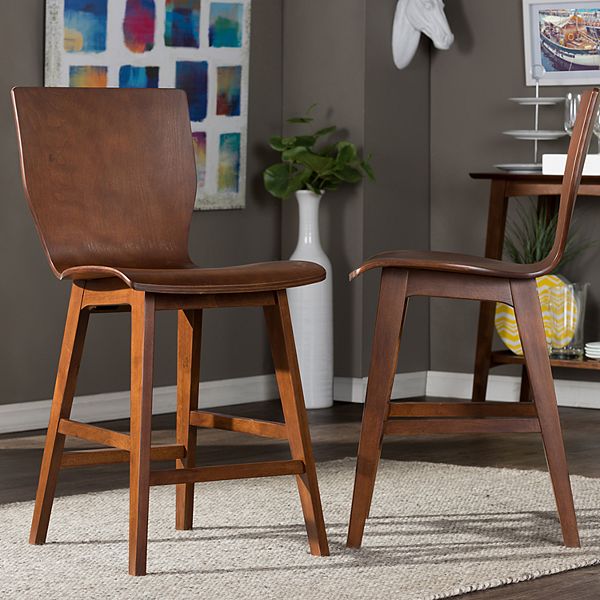 Baxton Studio Elsa MidCentury Counter Stool 2piece Set