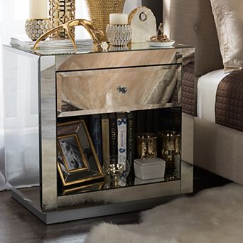 Baxton Studio Rochadh Mirrored Nightstand