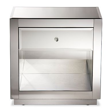 Baxton Studio Rochadh Mirrored Nightstand