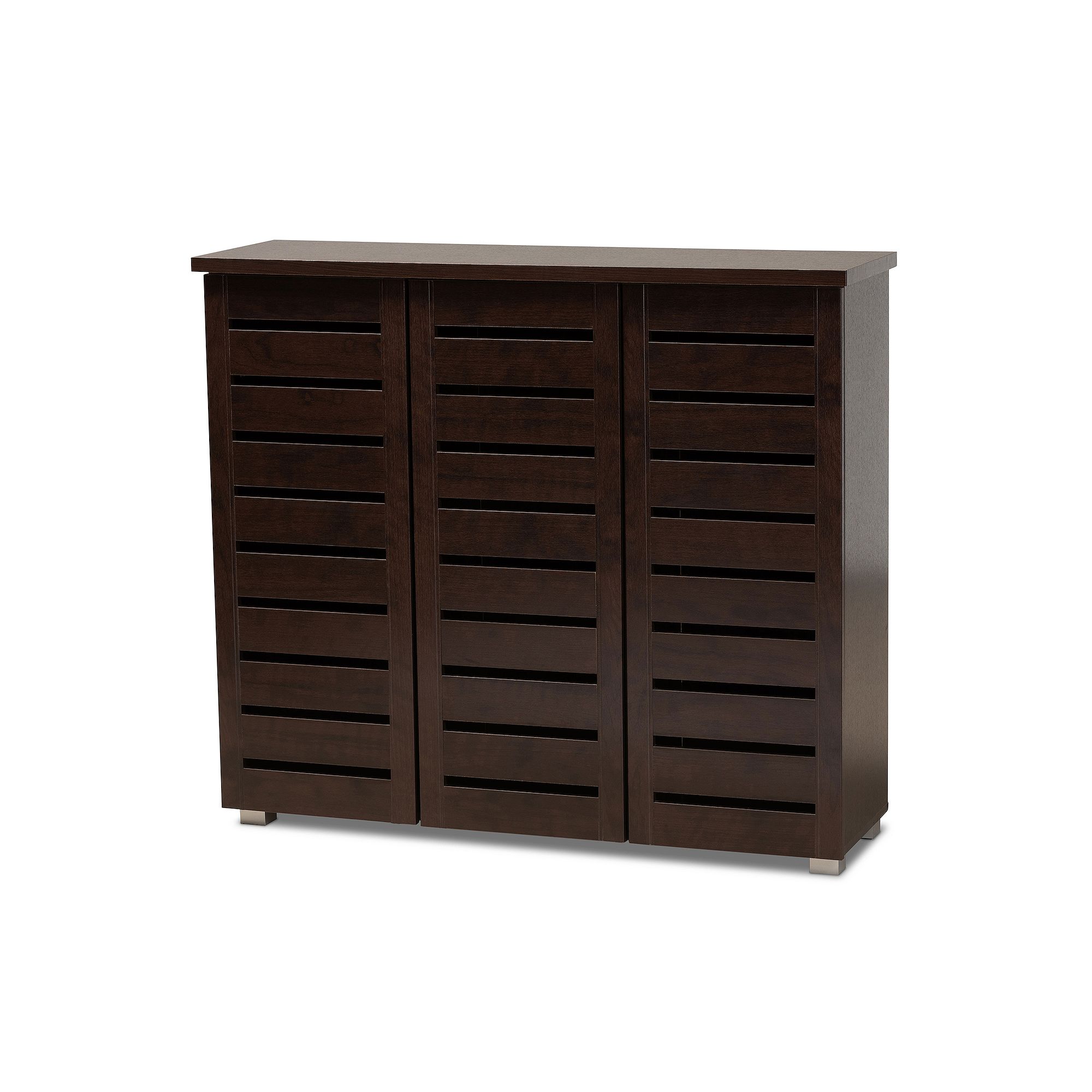 Baxton Studio Adalwin Window Pane Storage Cabinet, Dark Brown