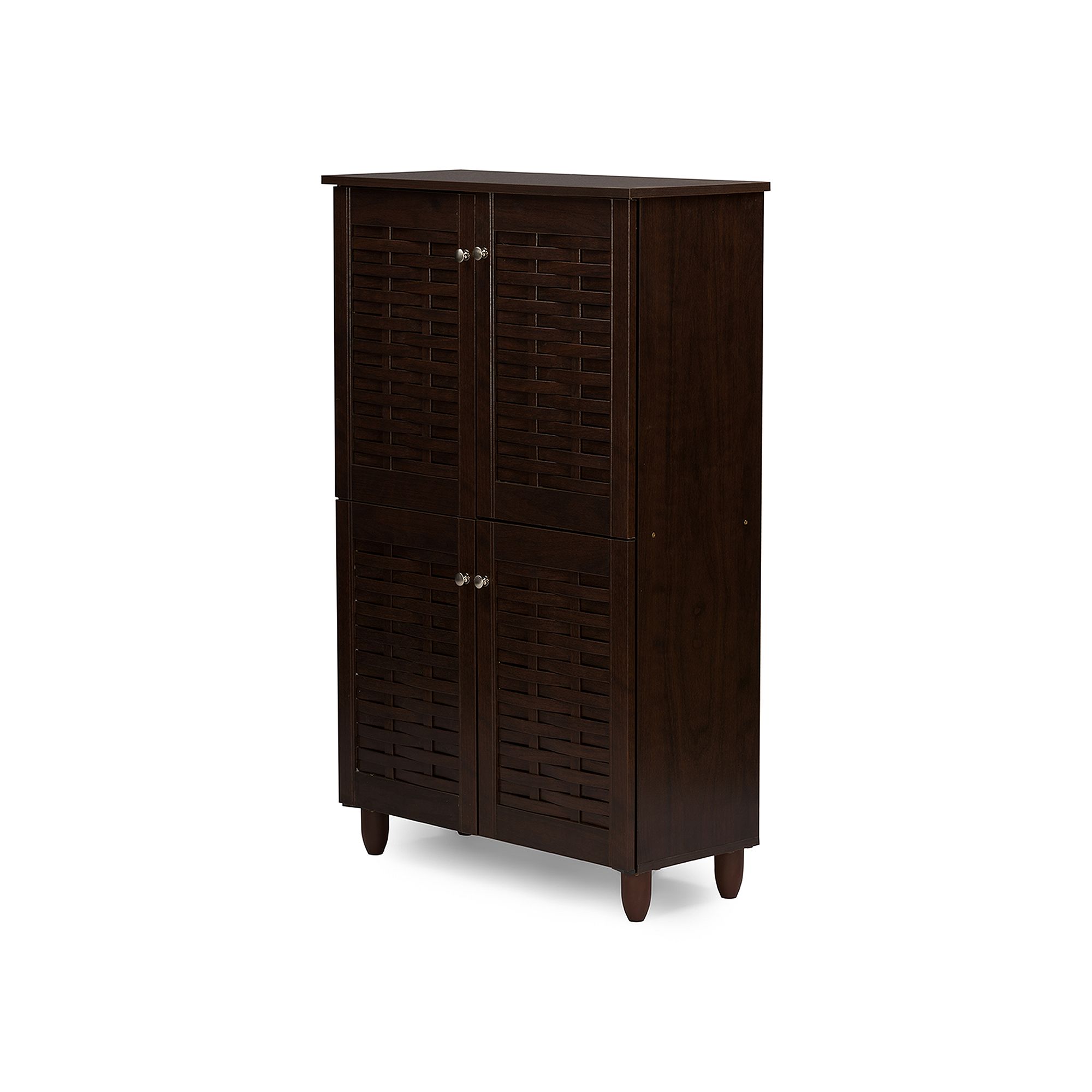 Baxton Studio Winda Window Pane Tall Storage Cabinet, Dark Brown