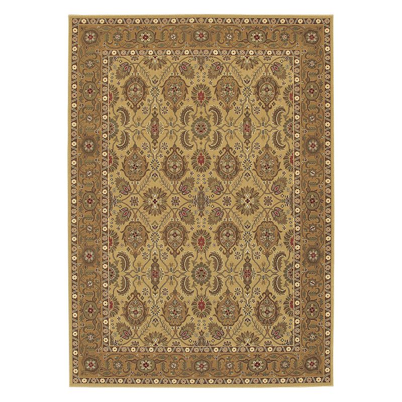 Couristan Royal Kashimar All-Over Vase Framed Floral Wool Rug, Hazelnut, 8X11 Ft