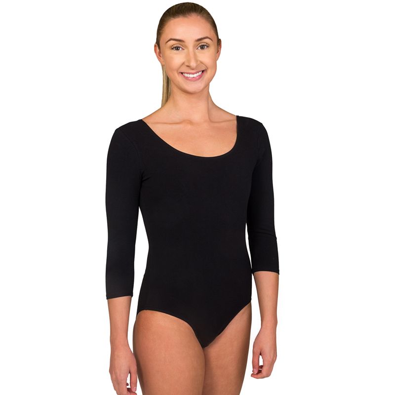 UPC 043475179918 product image for Women's Danskin 3/4-Sleeve Dance Leotard, Size: Large, Black | upcitemdb.com