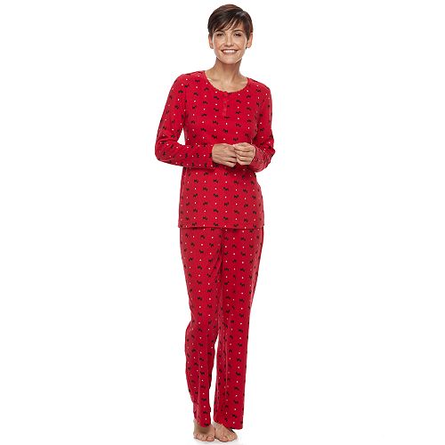 Women's Croft & Barrow® Pajamas: Textured Knit Sleep henley & Pants PJ Set