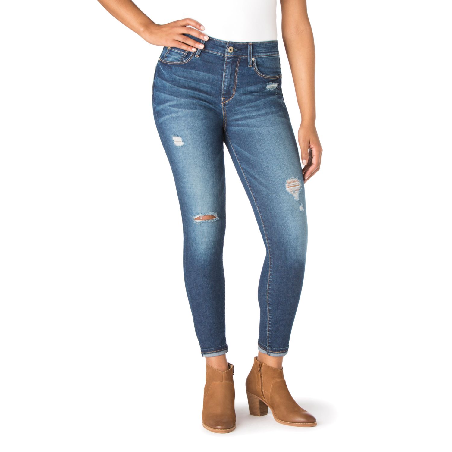 denizen high rise ankle skinny jeans