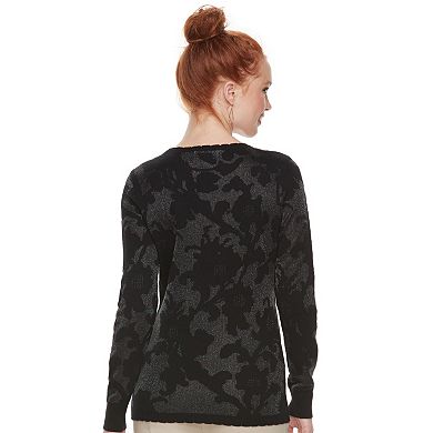 Women's ELLE™ Floral Jacquard Crewneck Sweater
