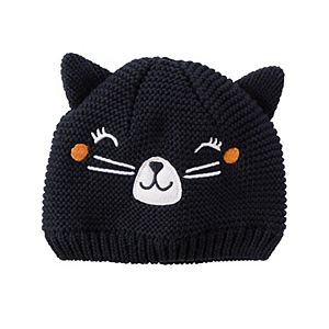 Baby Girl Carter's Halloween Knit Cat Face Beanie
