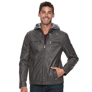 Men's Urban Republic Faux-Leather Hooded Jacket