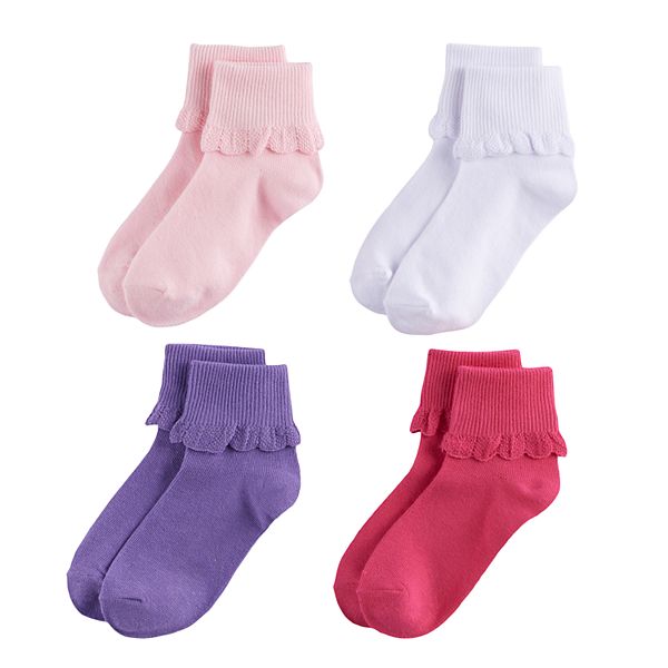 Girls Elli by Capelli 4-Pack Scalloped Ankle Socks