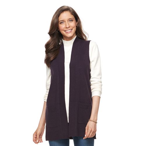 Download Women's Croft & Barrow® Open Front Long Vest