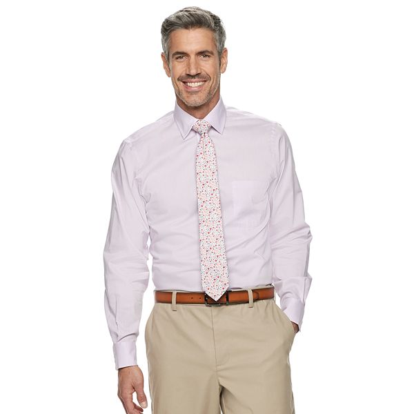 Men's Chaps Essentials Regular-Fit Microcheck Wrinkle-Free Dress Shirt