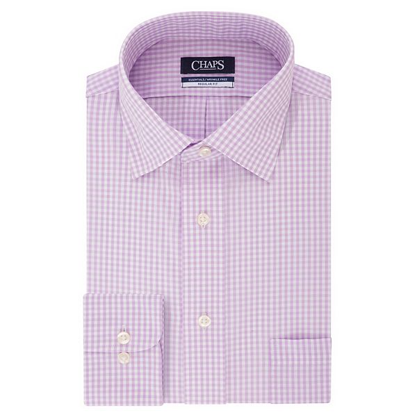 Chaps Men's Dress Shirt Wrinkle Free Classic Spread Collar Lilac L 16-16.5 36/37 