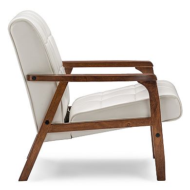 Baxton Studio Mid-Century Faux-Leather Arm Chair