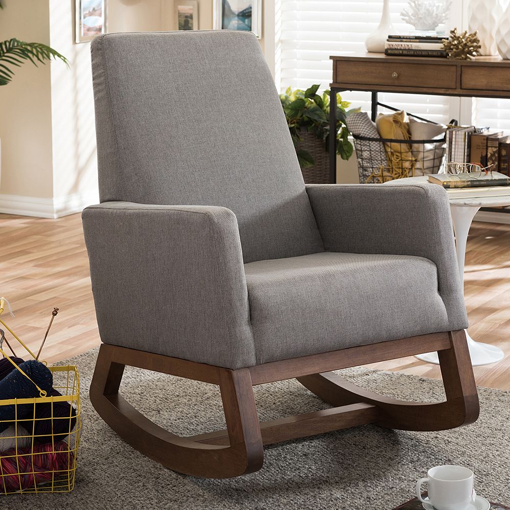 Baxton Studio Mid-Century Upholstered Rocking Chair