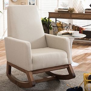 Baxton Studio Mid-Century Upholstered Rocking Chair