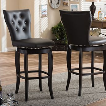 Baxton Studio Leonice Faux-Leather Swivel Counter Stool 2 pc Set