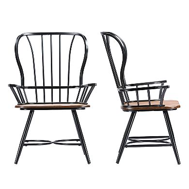 Baxton Studio Longford Arm Dining Chair 2-piece Set 