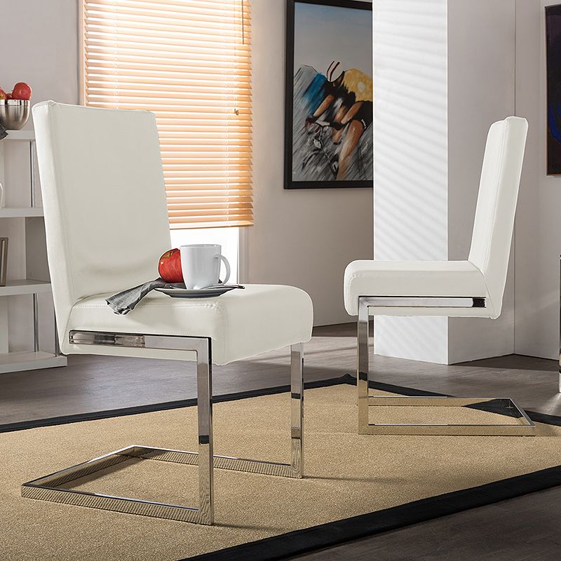Baxton Studio Toulan Faux-Leather Dining Chair 2-piece Set, White