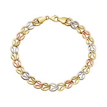 gold interlock 10k everlasting tri tone bracelet link