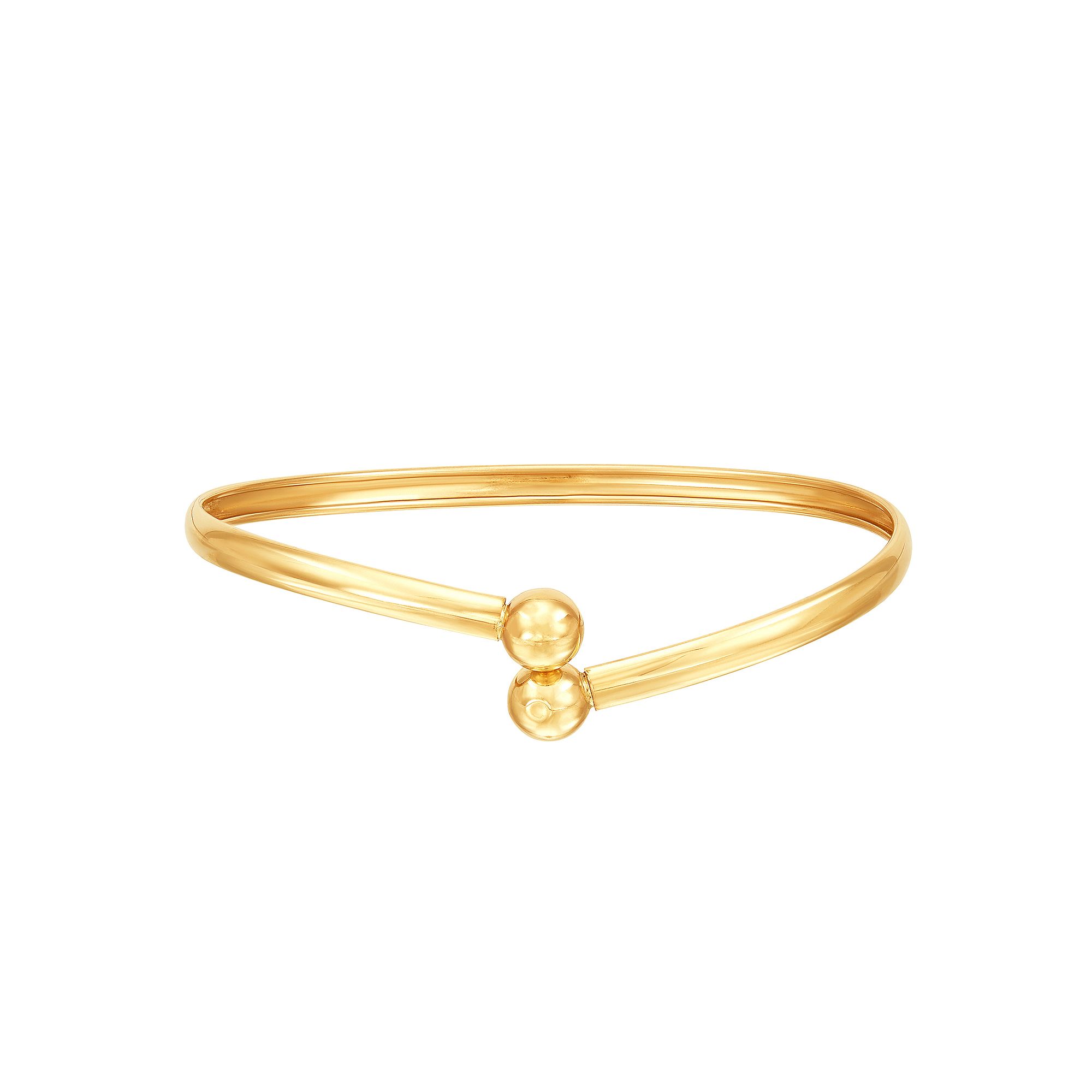 Everlasting Gold 10k Gold Ball Bypass Bracelet, Womens