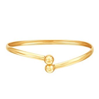 Everlasting Gold 10k Gold Ball Bypass Bracelet