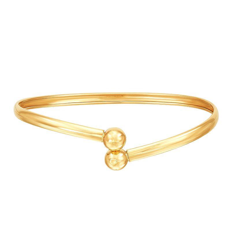 Everlasting Gold 10k Gold Ball Bypass Bracelet, Womens