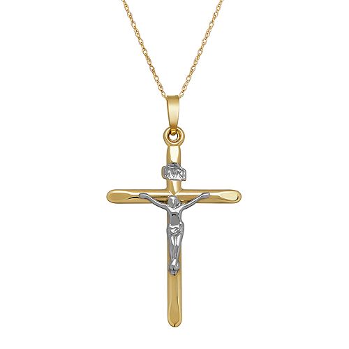 Everlasting Gold 10k Gold Crucifix Pendant Necklace