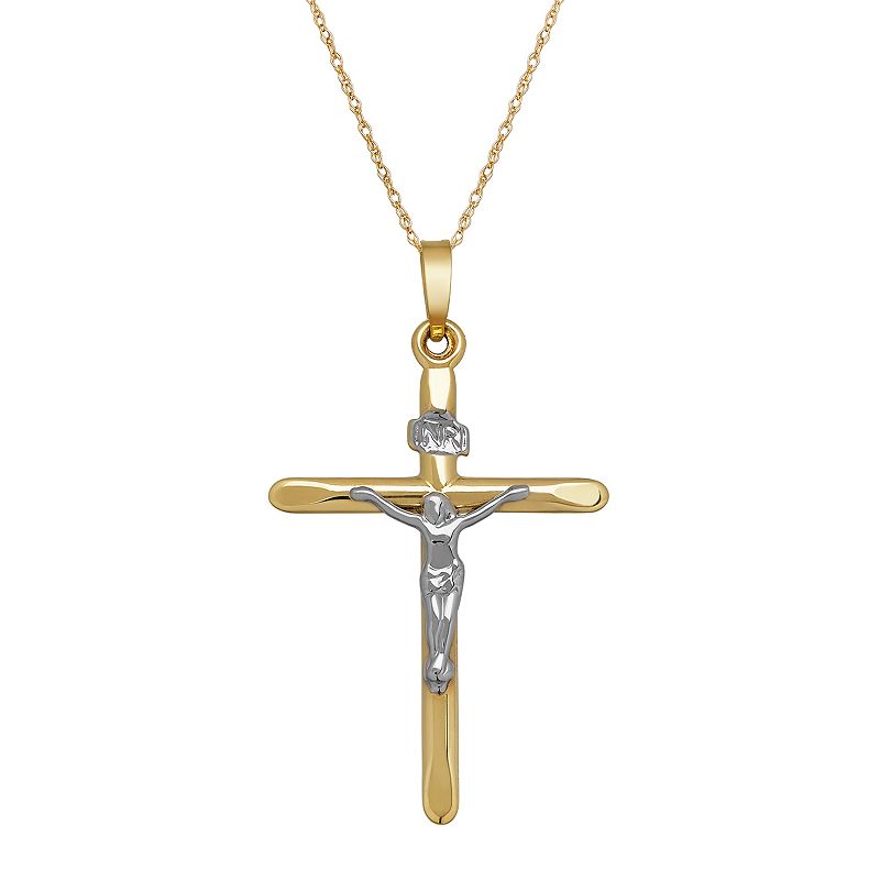 Everlasting Gold 10k Gold Crucifix Pendant Necklace, Womens