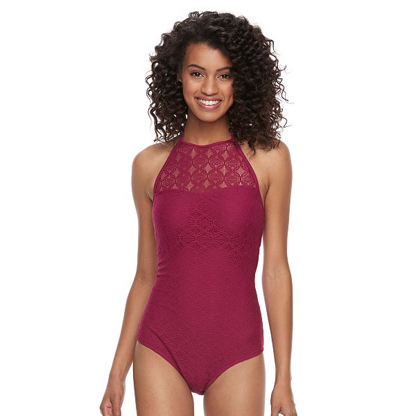 Crochet High Neck One Piece Swimsuit