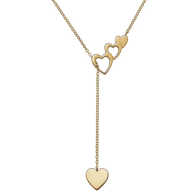 Everlasting Gold 10k Gold Heart Lariat Necklace, Womens, Size: 17