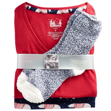 Women's Sonoma Goods For Life® Pajamas: Sleep Top, Pants & Socks 3-Piece PJ Set