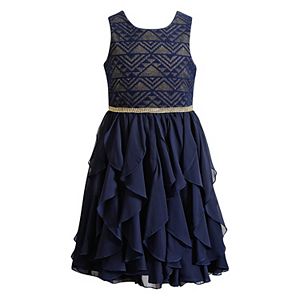 Girls 7-16 Emily West Triangle Chevron Corkscrew Dress