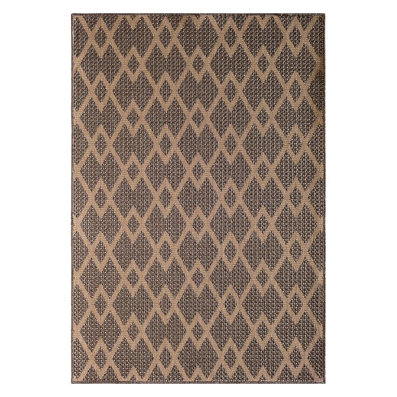 Loomaknoti Santorini Chevron Diamonds Geometric Indoor Outdoor Rug, Grey, 8.5X12 Ft